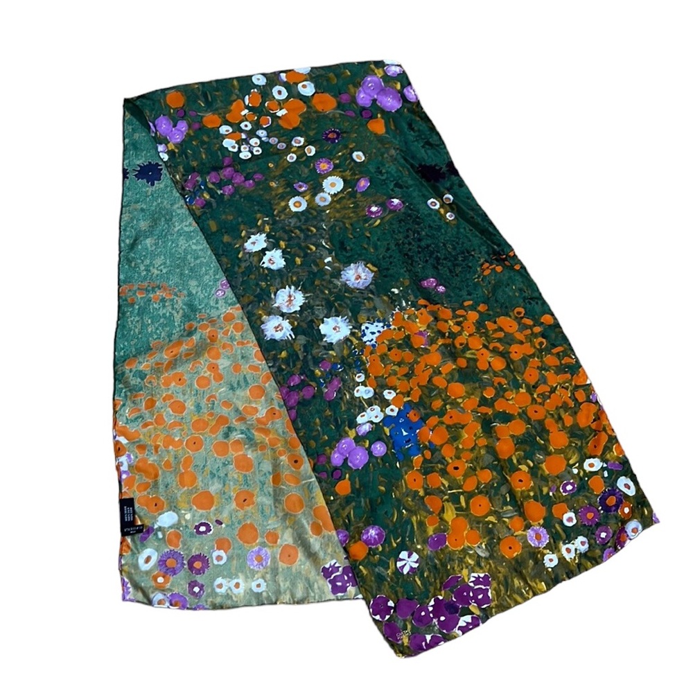 Gustav Klimt Flower Garden~ Floral Art Silk Scarf~Striessnig Wein~Rectangular